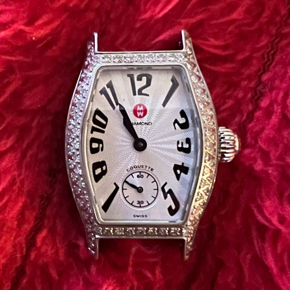 Michelle Watch/ Silver Watch with Diamond Accents. 12mm band needed. Near new